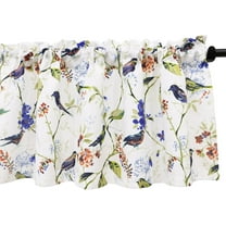 Birds Vines Printed Curtains Valances for Kitchen Bath Laundry Bedroom Living Room, Rod Pocket Valance for Windows, 52 x 18 Inch, Blue Birds