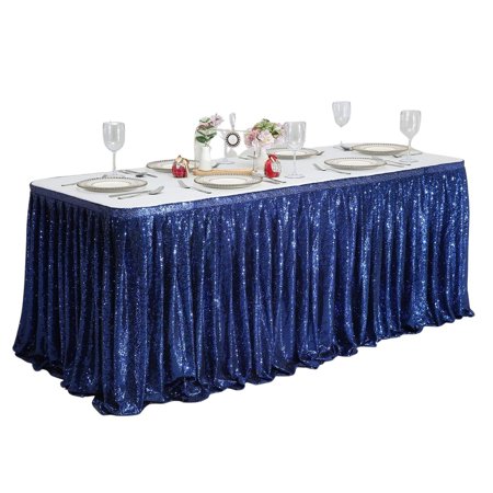 

Encrypted Sequin Table Skirts For Rectangular Or Round Tables Polyester Table Skirt Durable Table Skirt For Birthday Party Wedding Christmas Candlelight Dinner-Royal Blue-70*183cm
