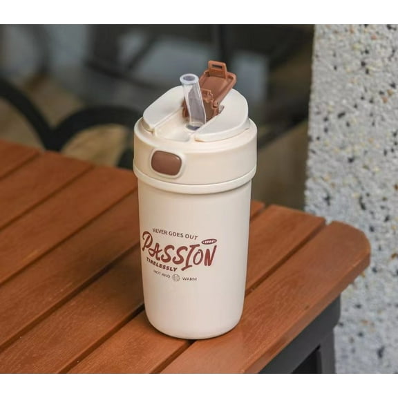 Gardenia Fields 380ml Insulated Stainless Steel Travel Mug, White