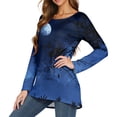 thumbnail image 3 of FGVCTG Halloween Pumpkin Tops For Women, Long Sleeve Pajamas Nightgowns House Dresses Ladies Night Sleep Dress Dark Blue 3XL, 3 of 5