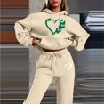 thumbnail image 2 of Womens Two Piece Sweatsuits Long Sleeve Heart Graphic Print Hooded Sweatshirts and Pants Oversized Matching Set Fall Winter Casual Tracksuit, 2 of 4