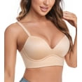 thumbnail image 6 of Exerin Bras for Women Plunge Wirefree Pullover Push Up Comfortable Padded Plus Size Bra(Beige,34B), 6 of 8
