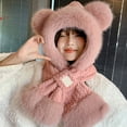 thumbnail image 3 of Stay Cozy All Winter with Our Bear Ear Knitted Hooded Scarf Set Super Soft Warm and Extra Thick for Cold Weather, 3 of 3