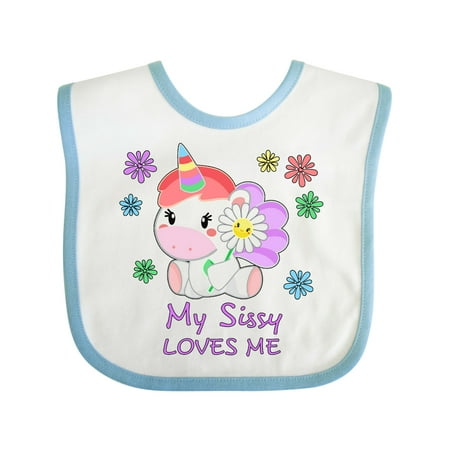 

Inktastic My Sissy Loves Me- Cute Unicorn Gift Baby Boy or Baby Girl Bib