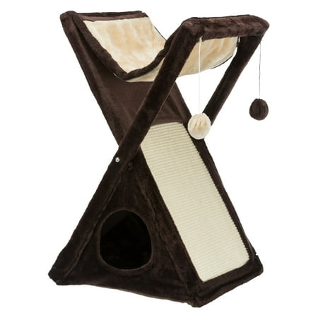 UPC: 4011905447704 | TRIXIE Miguel Fold & Store Plush & Sisal 25.5 Cat Tree Hammock Condo Scratcher Brown