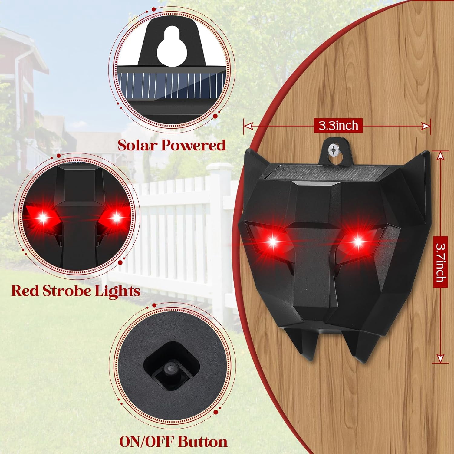 ROJAX 4 Pack Solar-Powered Outdoor Animal Repeller, Leopard-Shaped, Wildlife Deterrent for Deer, Skunks, Coyotes, Raccoons & Fox, Waterproof Night Flashing Lights for Garden, Farm & Chicken Coop