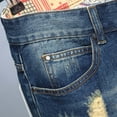 thumbnail image 4 of Denim Shorts Mens Sale Clearance Stretch Fit Faded Ripped Jean Shorts with Pockets Knee Length Classic Fit Casual Summer Holiday Half Pants Jeans Smart Shorts, 4 of 7
