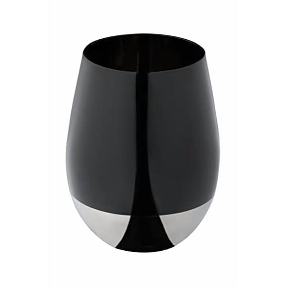 Vikko 14-Ounce Stemless Wine Glasses: Black and Silver Stemless Wine Tumbler - Modern Glass Tumbler for Everyday and Casual Entertaining - Dishwasher Safe Cups - Stemless Wine Glass Goblet - Set of 12