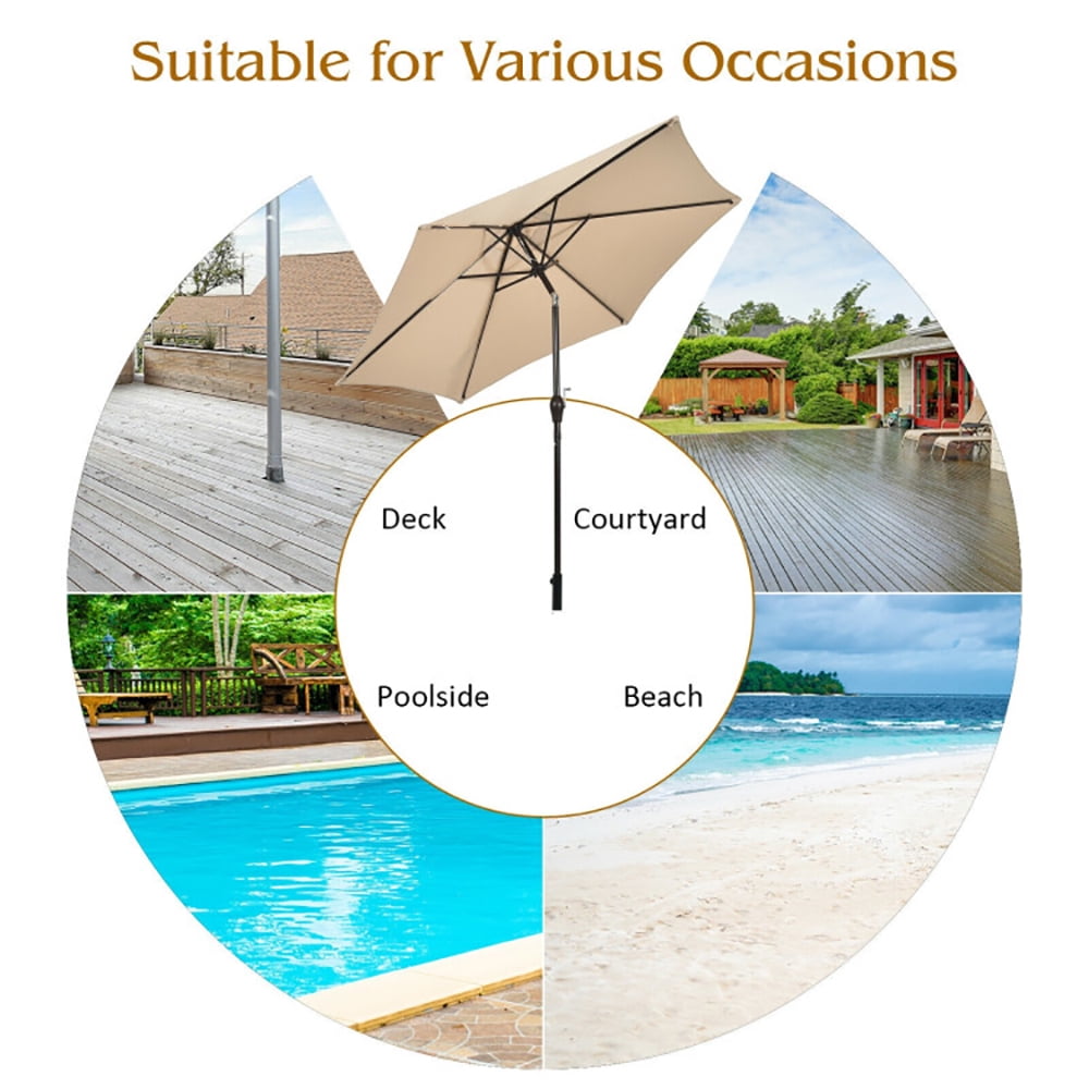 Aimee Lii 9 ft Outdoor Market Patio Table Umbrella Push Button Tilt Crank Lift, Table Umbrella Outdoor Patio, Beige Aimee Lii 9 ft Outdoor Market Patio Table Umbrella Push Button Tilt Crank Lift, Table Umbrella Outdoor Patio, Beige
