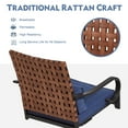 thumbnail image 2 of MELLCOM Patio Swivel Chair Set of 2, Outdoor Dining Chairs with Cushions & Lumbar Pillows, Leather-Look Wicker Chairs with Gentle Rocker for Porch, Garden, Backyard, Poolside, Blue, 2 of 9