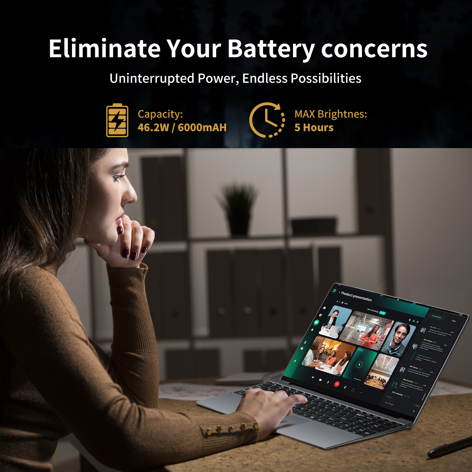 KUU 15.6" Laptop, Windows 11 Pro Laptop Computer, AMD Ryzen 5-7430U, Up to 4.3GHz 16GB DDR4 512GB SSD, Backlit, Fingerprint, Silver