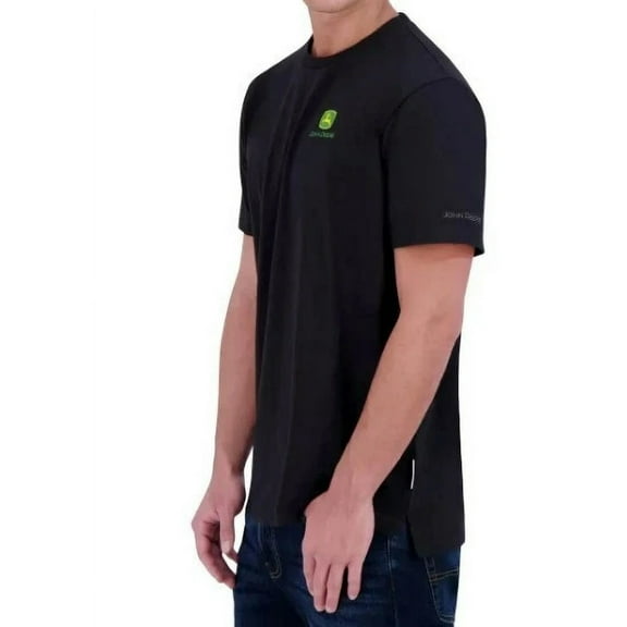 John Deere Men's Short Sleeve Crew Neck Cotton Logo T-Shirt (Black, XX-Large)