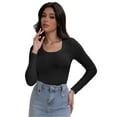 thumbnail image 5 of Women Long Sleeve Scoop Neck Tops Stretch Fitted Casual Tops Tee Slim Fit Fall Going Out Sexy Basic Shirts, 5 of 6