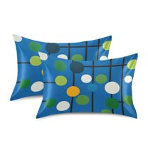 Yayeee Pillowcase King Size Set of 2 Satin Wrinkle Resistant Pillow Case, Blue Abstract