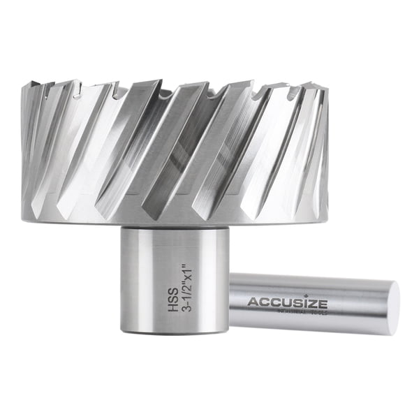 Accusize - 3-1/2" Cutting Dia.,1" Cutting Depth, H.S.S. Annular Cutter with 1-1/4" Shank, 2080-2061