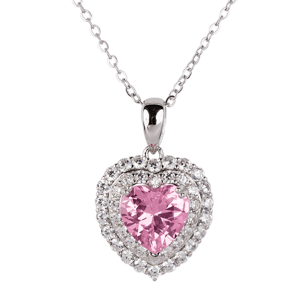 Collar para Mujer de Plata .925 con Zirconia Cúbica, LuckyLy Cadena y Dije de Corazón Brillante – Joyería Ideal como Regalos para Mamá y Regalos para Mujer San Valentín y Navidad, Modelo Zaria rosa