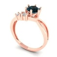thumbnail image 2 of 0.87 ct Round Cut Natural London Blue Topaz 3 Stone 18K Rose Gold Womens Engagement Ring, 2 of 5