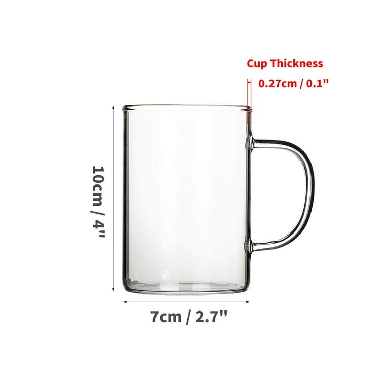 (6 pack) Clear Glass Coffee Mugs, 10 oz Clear Mugs with Thick Handles for  Latte Milk Coffee Tea Juice Drinks (300 ml )