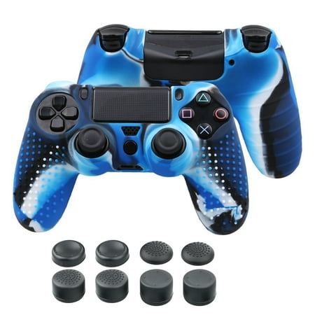 TSV PS4 Controller Dual Shock Skin Grip Anti-slip Silicone Cover Protector Case for Sony PS4/PS4 Slim/PS4 Pro Controller with 8 Thumb Grips
