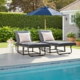 thumbnail image 3 of Devoko 2PCS Patio Folding Rattan Chaise Lounge Chair with Adjustable Back, Outdoor Cushioned Recliner for Garden&Backyard, Gray, 3 of 7