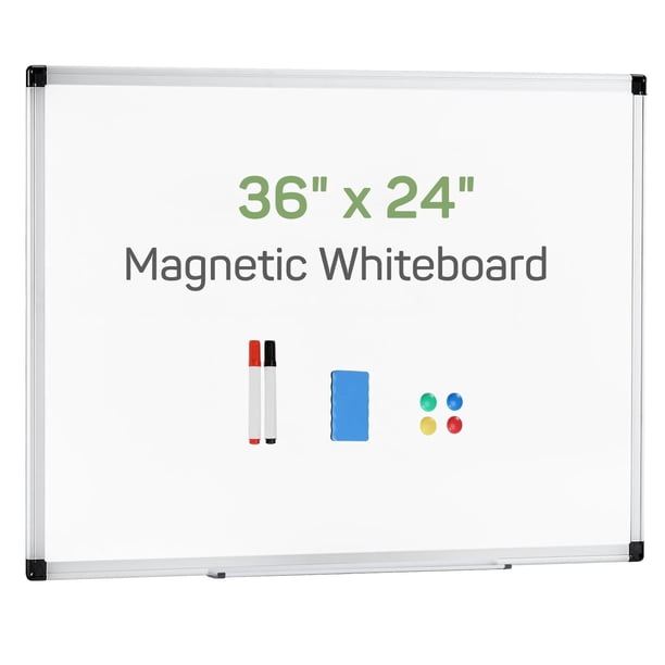 Pizarra blanca magnética de borrado en seco Zibbizo de 90 x 60 cm con accesorios