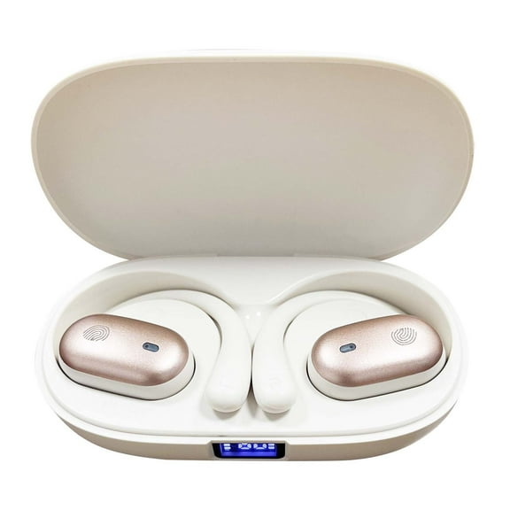 Wireless Earbuds Bluetooth Headphones 80hrs Playback Ear Buds Power Display with Noise Canceling Mic Headsets for Sports/Workout/Running(Beige)