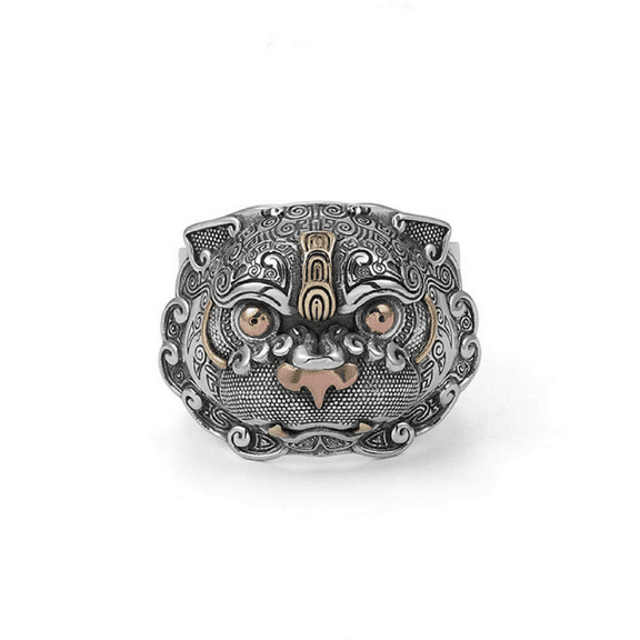 PikaLF Pi Xiu Ring for Men, Chinese Mythology Pixiu Ring, Luck Animal PiXiu Amulet Ring, Feng Shui Good Luck Ring, Attract Wealth Money Ring Jewelry Gift for Men