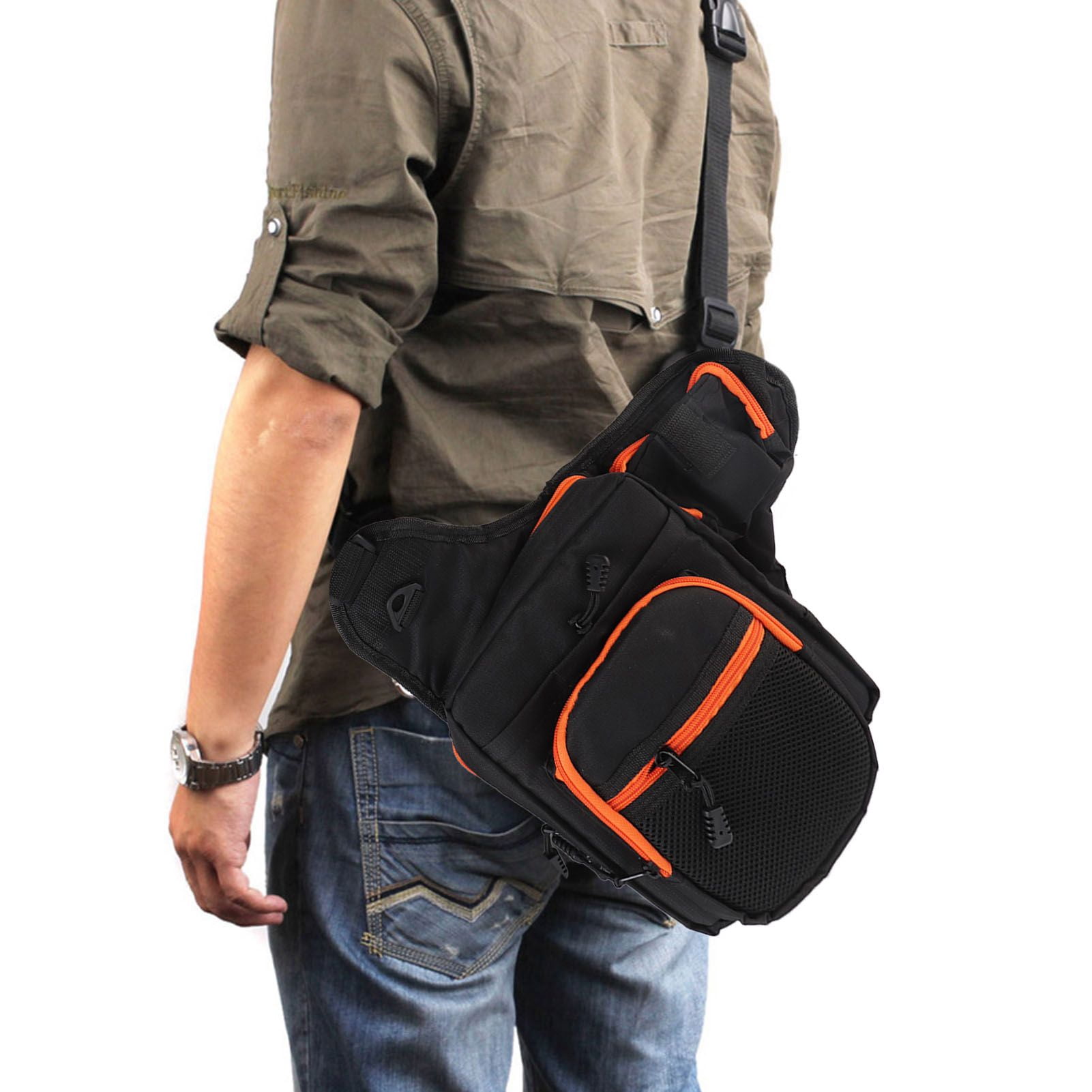 Elowen fishing equipment Fishing 32x39x12CM Fishing Bag Multi-Purpose Waterproof Fishing Reel Lure Tackle Bag