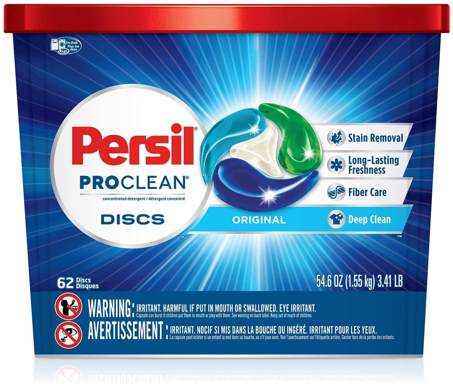 Persil Proclean Discs Laundry Detergent, Original, 62 Count