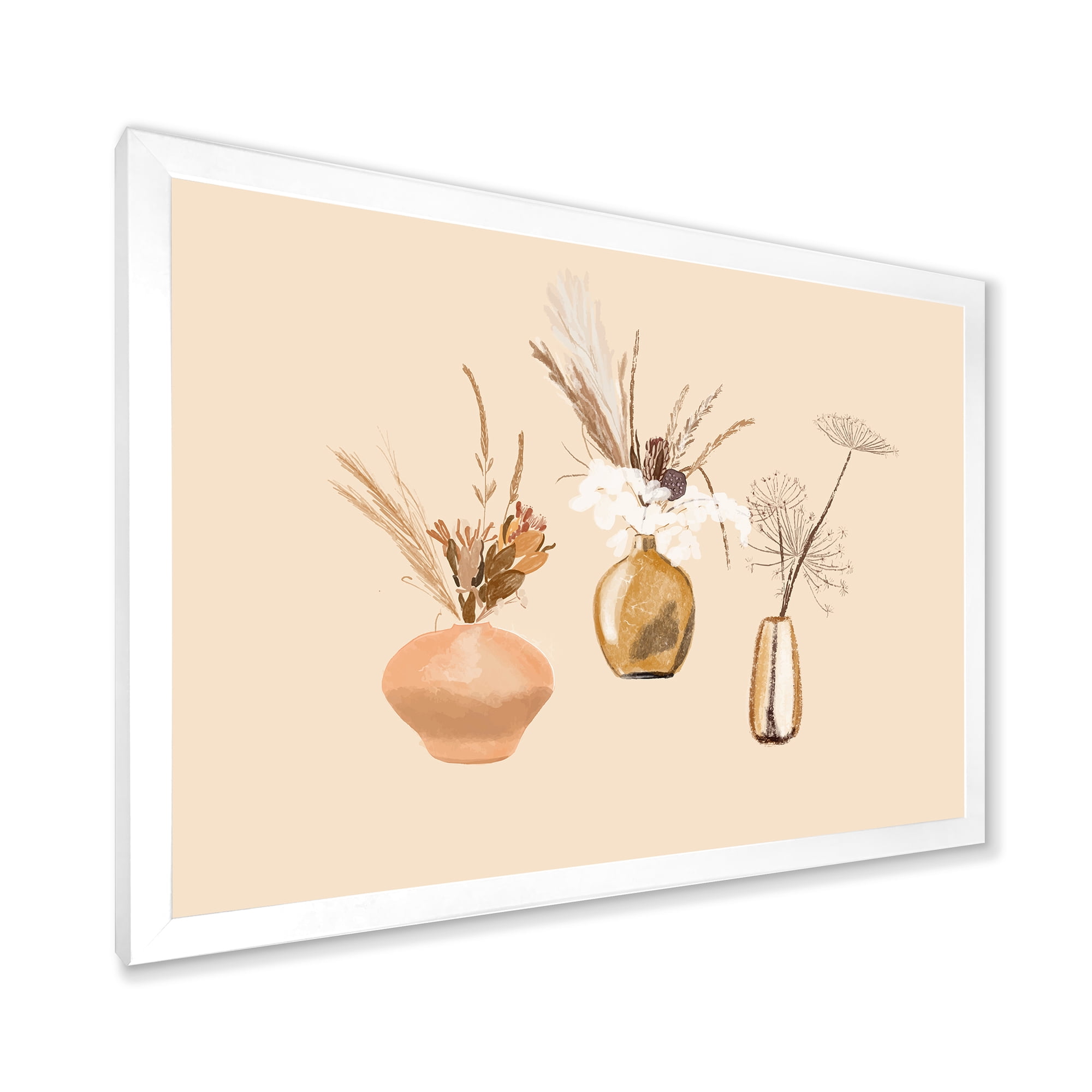 Designart 'Gold Vases With Bouquets Of Wildflowers I' Traditional Framed Art Print