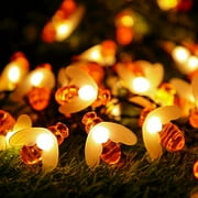 Viworld Battery Powered Cute Honey Bee Led String Fairy Light 40leds Bee Outdoor Garden Fence Patio Christmas Garland Lights