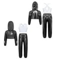 thumbnail image 5 of inlzdz Kids Girls Jazz Hip Hop Dance Outfits Metallic Long Sleeve Hoodie Sport Vest And Sweatpants Dancewear Black White 16, 5 of 6