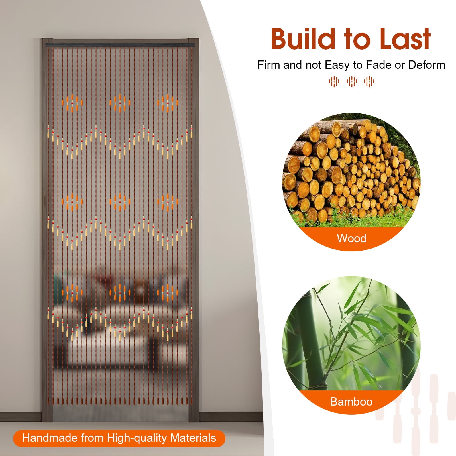 ChicHomey Handmade Bamboo Wood Beaded Curtain,Lucky Plum Blossom Patterns,Non-Toxic Anti-Rust, Easy Install for Home Decoration​