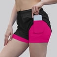 thumbnail image 2 of vigerkar Womens Running Gym Shorts Women Pack of 2, Nylon Compression Workout Shorts Women with Liner (Hot Pink, L), 2 of 6