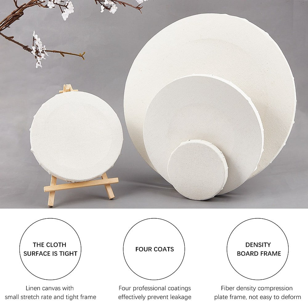 4 Packs Canvas Panel 4 Size Painting Sketchpad Round Sketchpad Drawing Board for Painting Craft Drawing