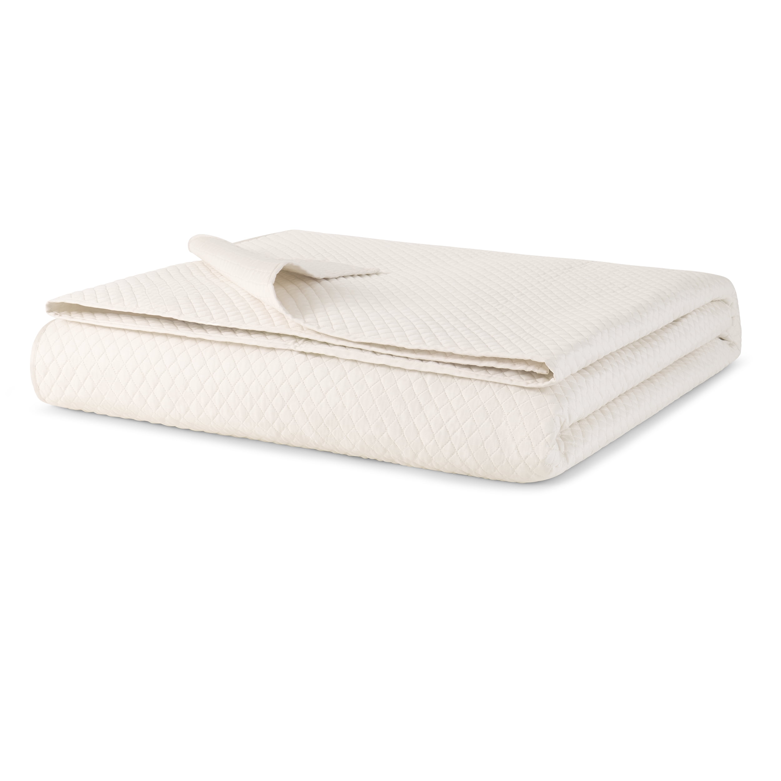 Wamsutta 1846 Cotton Tencel 3-Piece Gardenia Diamond Stitch Quilt Set, King