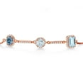 thumbnail image 2 of Gem Stone King 18K Rose Gold Plated Silver Bracelet Persian Blue Moissanite Aquamarine (1.45 Cttw), 2 of 4