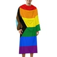thumbnail image 2 of Flag of Progressive Pride Bathrobe Plush Bathrobe Cozy Unisex Winter Bathrobe Warm Water Absorbent, 2 of 9