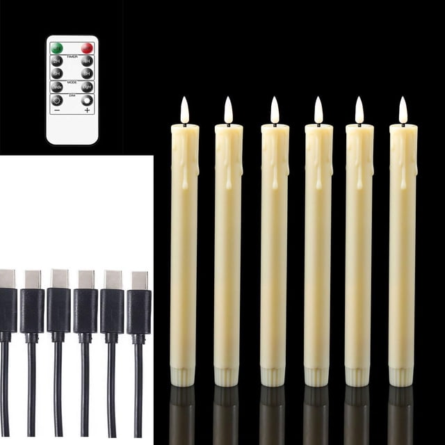 Velas recargables sin llama Lamp Datomarry de 25,5 cm, color beige