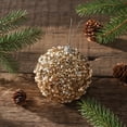 thumbnail image 4 of OCCOA Sequin Pearl Christmas Ball Ornaments Glitter Hanging Baubles in Teal Gold Red for Xmas Tree Wreath Holiday Decor Home Accents Party Supplies, Gold, 4 of 6