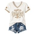 thumbnail image 4 of Womens Graphic T Shirts Vintage Loose V-Neck Short Sleeve Stylish Print Top Casual Wear Women's Graphic Tees XXL, 4 of 4