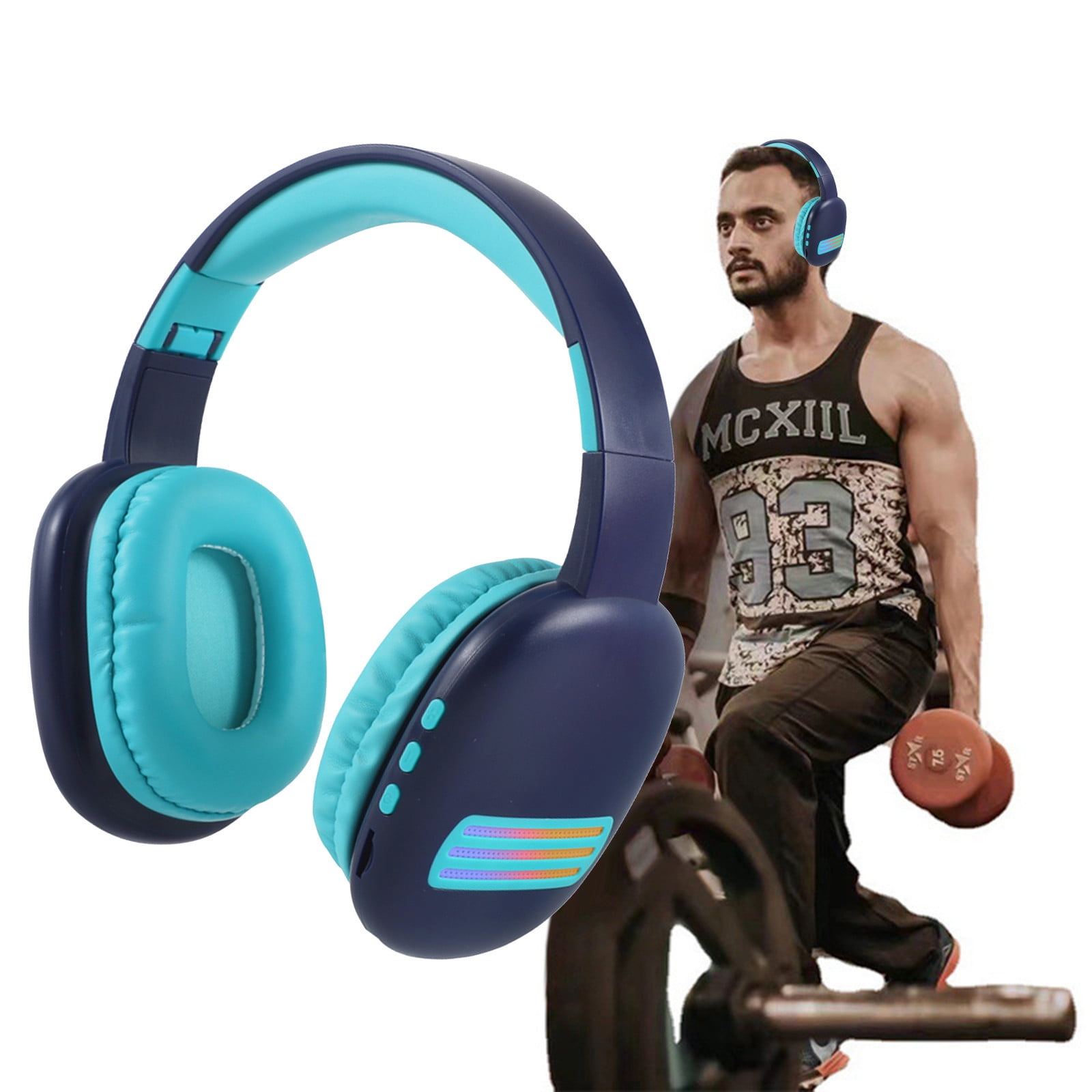 Wireless Headset with Mic for Work, Bluetooth Headset with AI Noise Cancelling Microphone, 65Hrs Working Time Wireless Headset with Microphone for Work from Home/PC/CallCenter/Computer/Laptop(Navy)