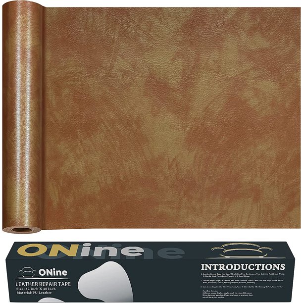 ONine Parche de reparación de cuero, cinta de reparación de cuero, parche de reparación de cuero de 3 x 60 pulgadas para muebles, kit de reparación de vinilo, parche de cuero para sofás, muebles, asie