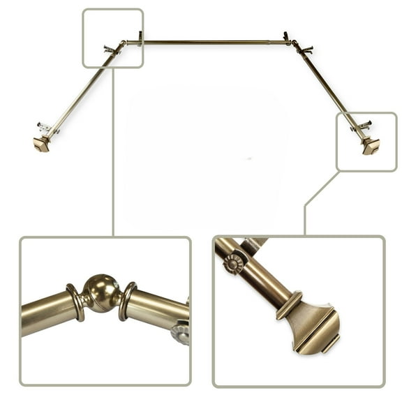 Contemporary Home Living Adjustable Bay Window Curtain Rod - 149" - Gold