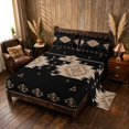 thumbnail image 2 of Manfei Boho Aztec Queen Sheets, Black Beige Tribal Geometric Queen Sheet Sets, Black Reversible 4-Piece1 Flat Sheet + 1 Fitted Sheet + 2 Pillowcases, 2 of 6