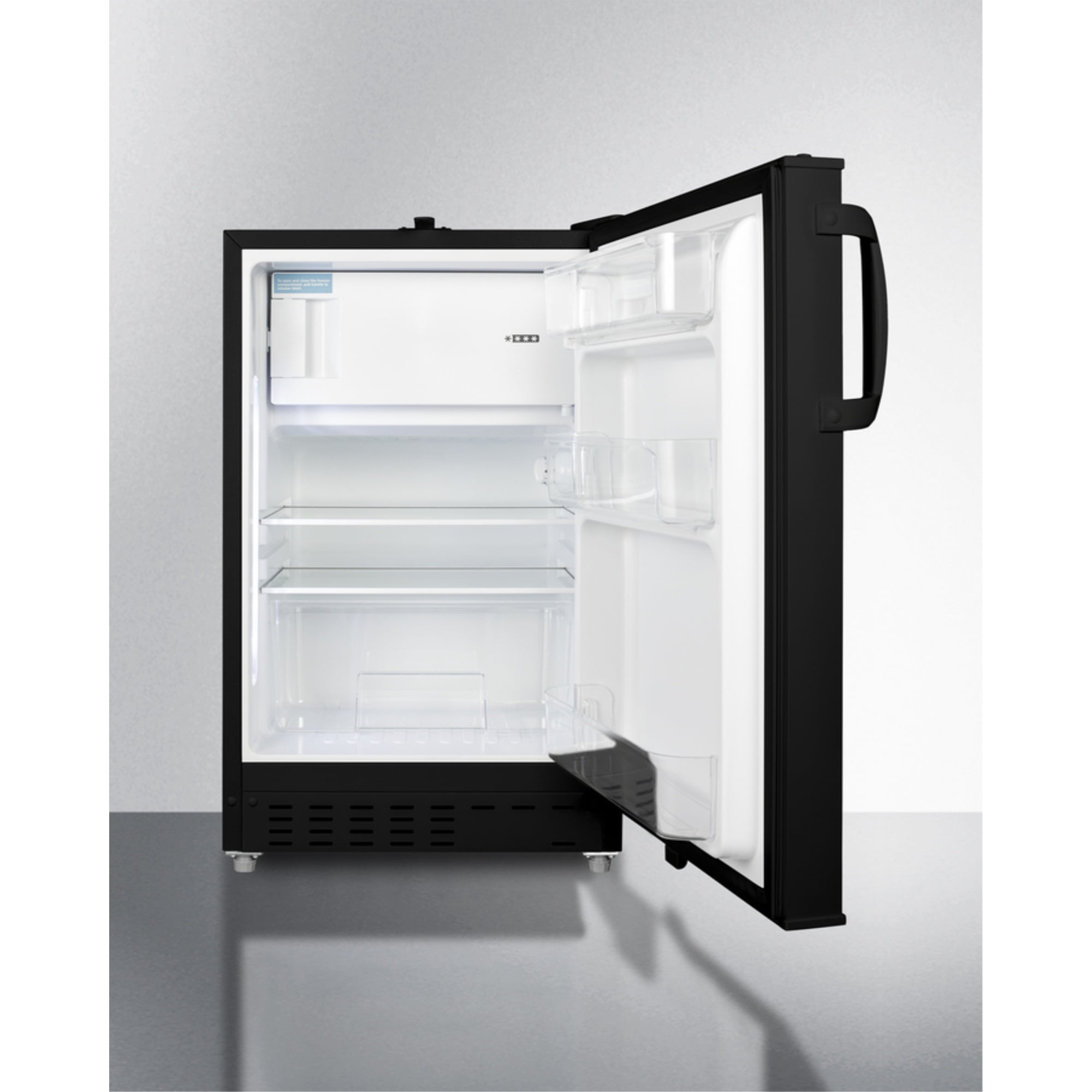 ADA compliant built-in or freestanding 20" wide refrigerator-freezer for residential use with lock