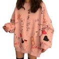 thumbnail image 1 of Qarigey Mujeres Cuello Camiseta Estampado Top Primavera Otoño Manga Larga Camisa Suelta M Prendas para la parte del cuerpo rosado XXL, 1 of 8