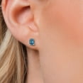 thumbnail image 3 of Gem Stone King 14K White Gold Persian Blue Moissanite Stud Basket Setting Earrings | 2.00 Cttw | Gemstone Birthstone | Octagon 7X5MM | Double Notch | Gold Earrings for Women Men, 3 of 6