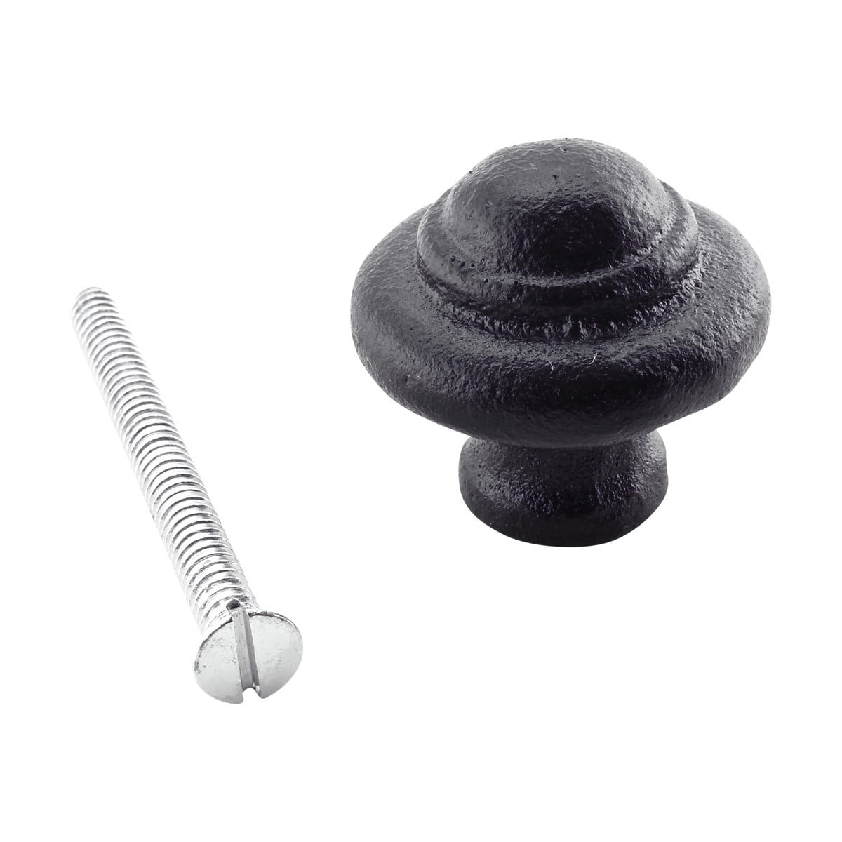 Renovators Supply Cabinet Knobs 1 1/8 in. Round Black Iron Cabinet Handles w/Screws Kitchen Cabinet Handles Pack of 10