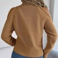 thumbnail image 4 of Sevevn Women's Casual Color Long Sleeved High Neck Off Shoulder Pullover Sweater Khaki L Sales Today Clearance, 4 of 8
